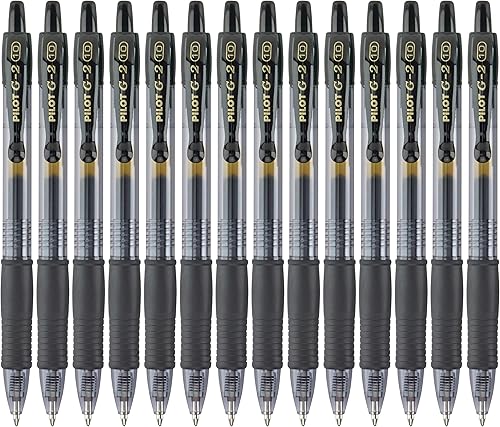 Pilot G2 Bolígrafo de tinta gel, recargable y retráctil, punta fina, tinta negra, de alta calidad, paquete de 14 unidades (15394)