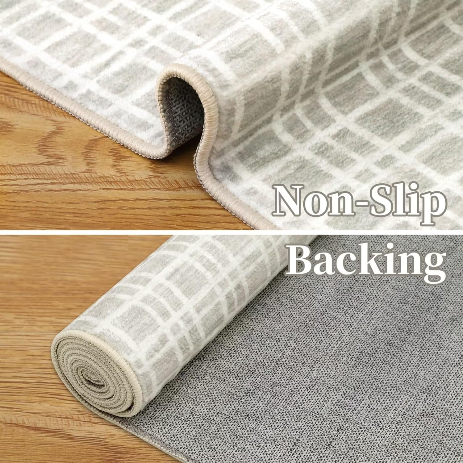 COZYLOOM Modern Abstract Area Rug 4x6, Grey, Machine Washable, Non-Slip, Fade Resistant, Low Pile, Rectangular, Indoor, All Seasons