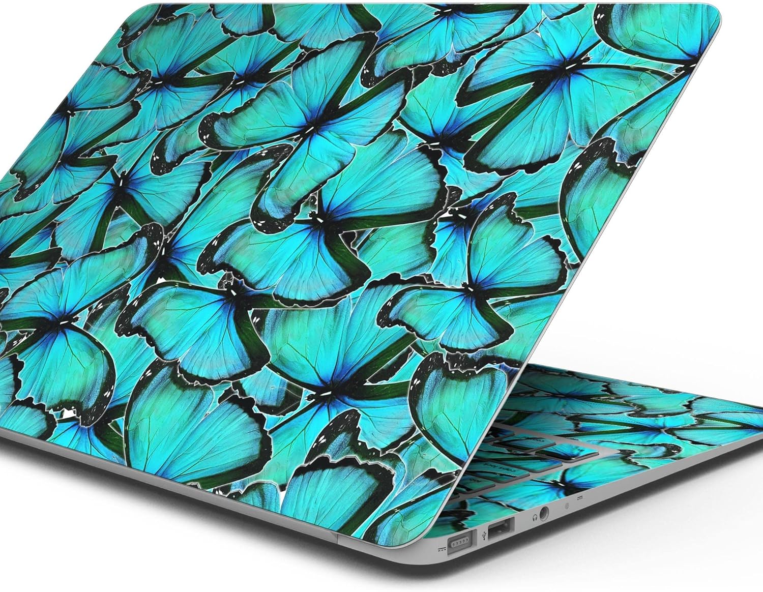 DesignSkinz - Turquoise Butterfly Bundle - Full-Body Wrap Protective Decal Skin Kit Compatible with MacBook 13" Pro M1 (A2338)
