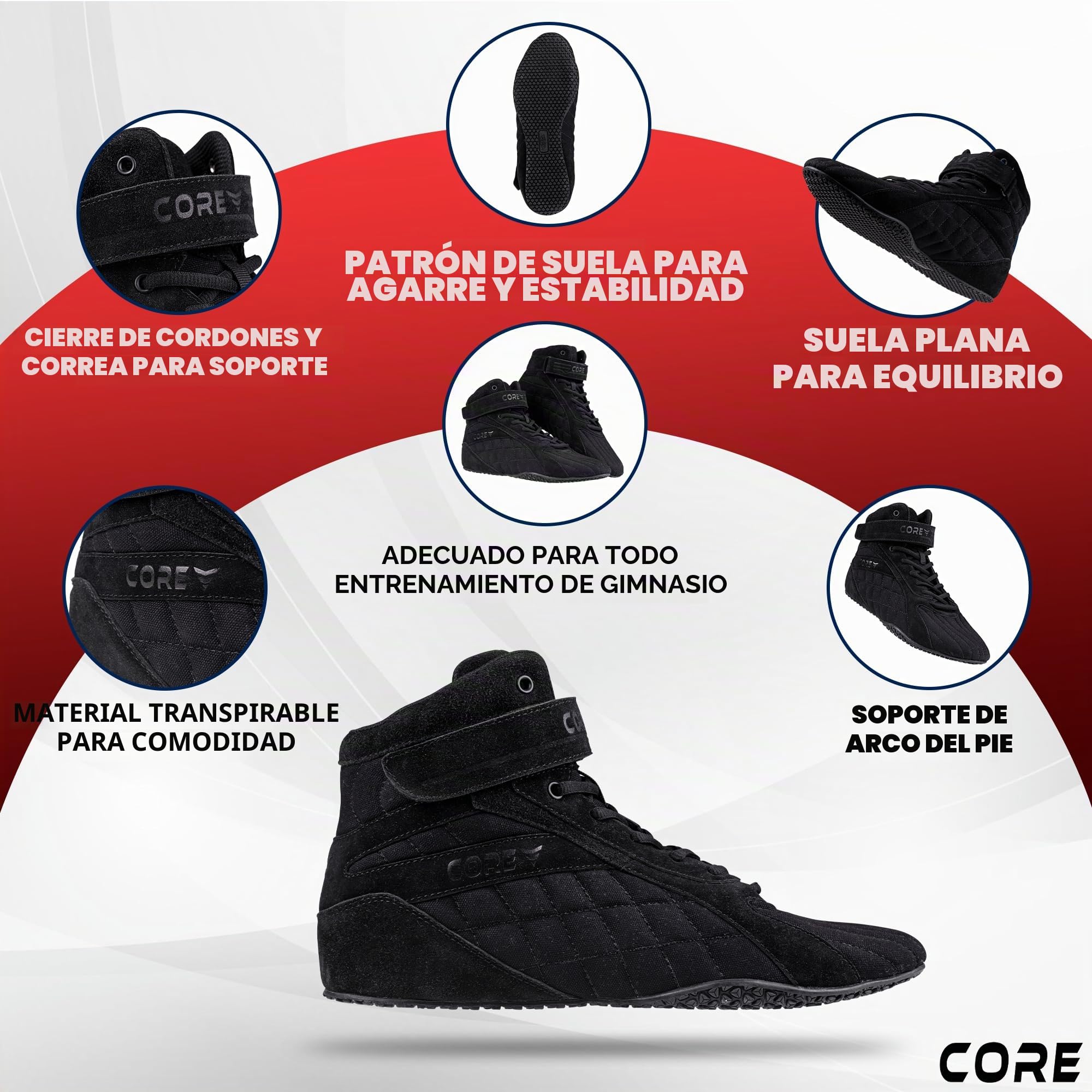 Nordcore Zapatillas de Culturismo - Zapatillas de Halterofilia para Sentadillas, Levantamiento de Potencia, Peso Muerto y Entrenamiento en el Gimnasio - para Hombres y Mujeres - con Suela Plana
