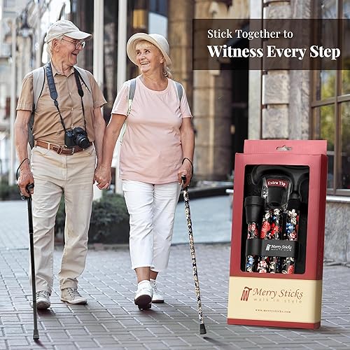 Miniatura 8 de Merry Sticks Bastones de caminar plegables ligeros para mujeres y hombres, bastón ajustable y plegable para personas mayores, mango ergonómico
