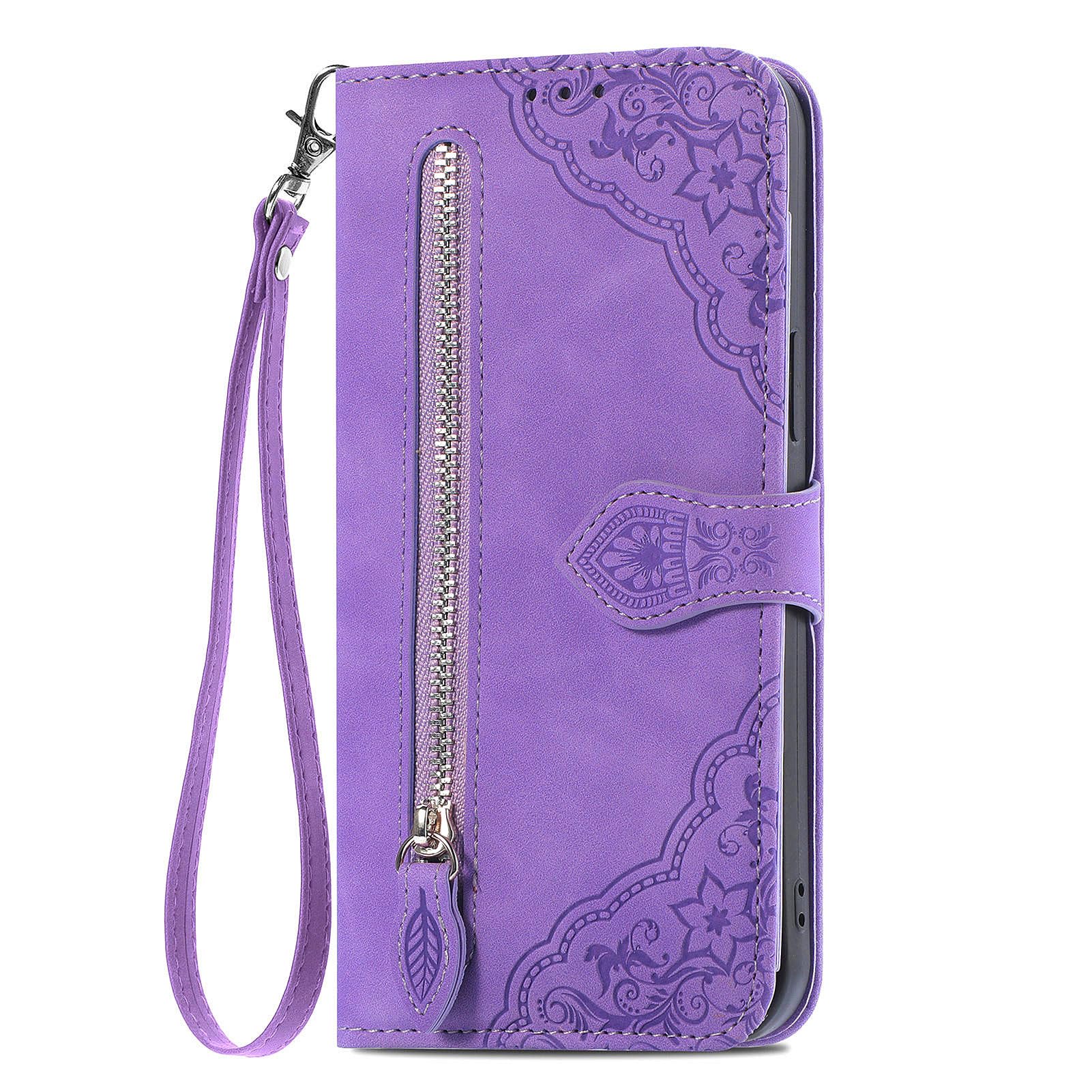 RonRun per Cover Xiaomi 13T/ 13T Pro con Supporto Stand e Slot Porta Carte Portafoglio Magnetica Pelle PU Disegni Rilievo 3d di Farfalla Case viola Scuro