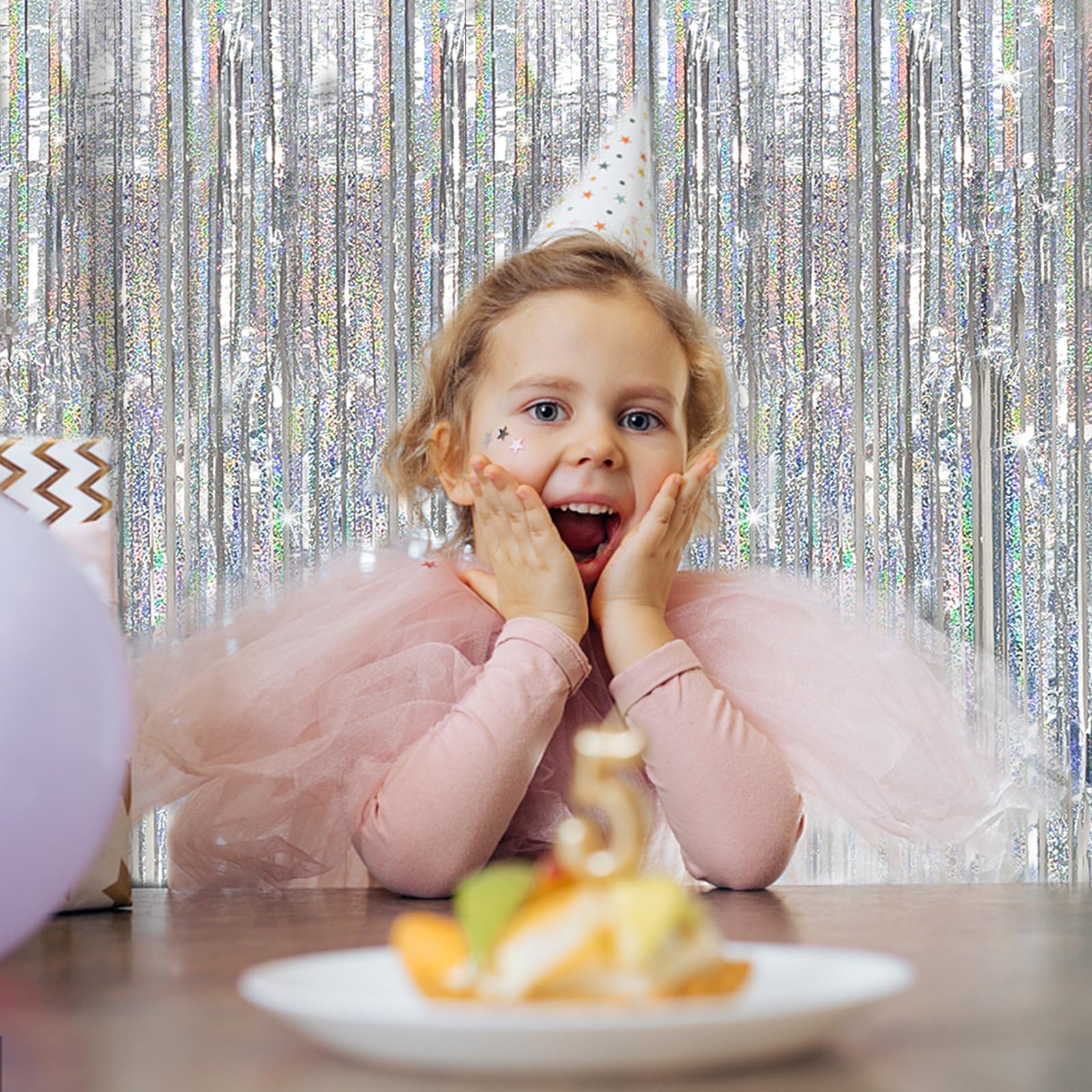 Tinsel Tenda per feste di compleanno, decorazioni per feste di compleanno, confezione da 10 pezzi, in lamina glitterata, decorazione per feste, decorazioni per foto, per compleanni, Natale, matrimoni