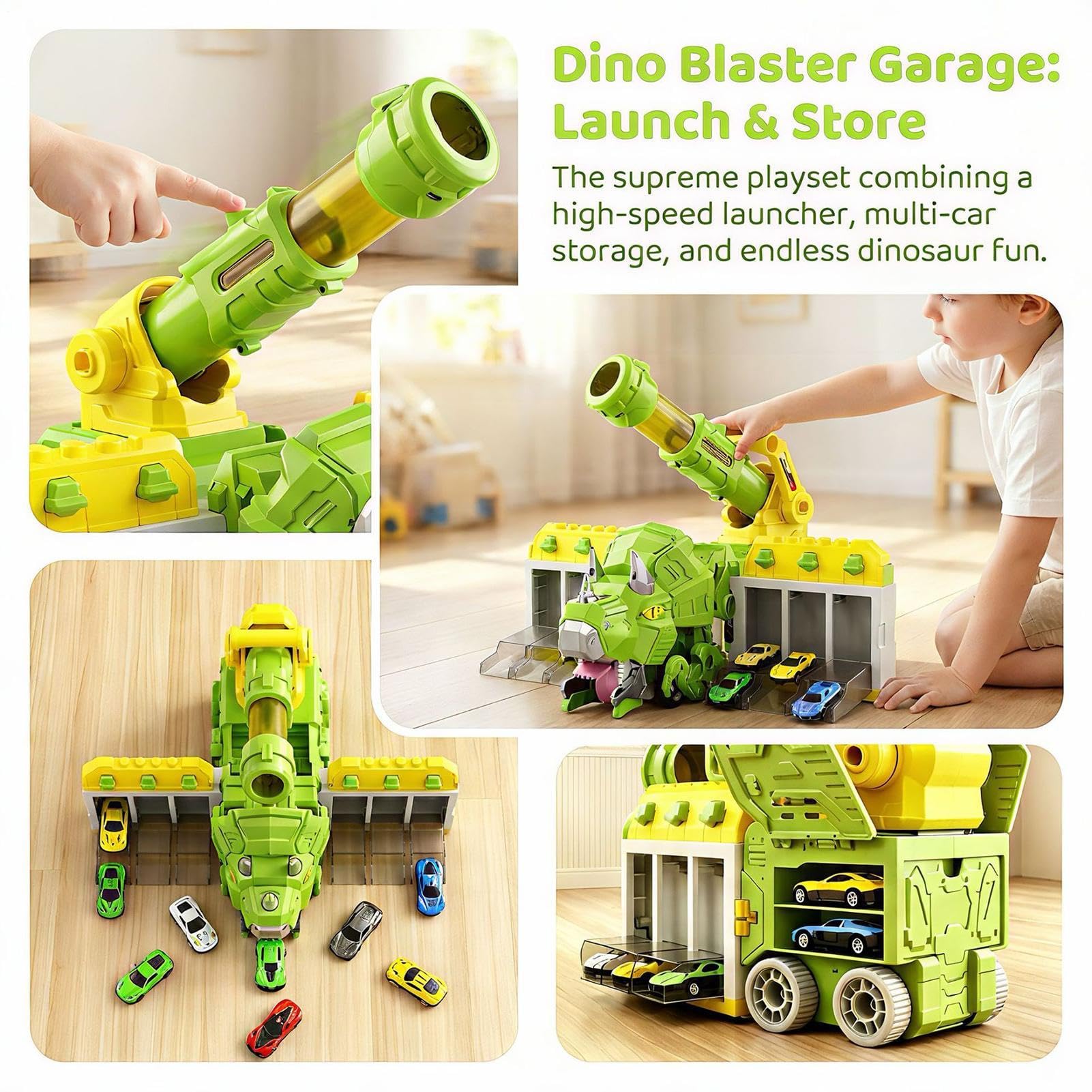 Camión Dinosaurio Juguete Camión Plegable con Compartimento de Almacenaje | Coche Dinosaurio Con 6 Pelotas Para Niños 3-8 Años Juego Interior Suelo Cumpleaños Entretenimiento En Casa