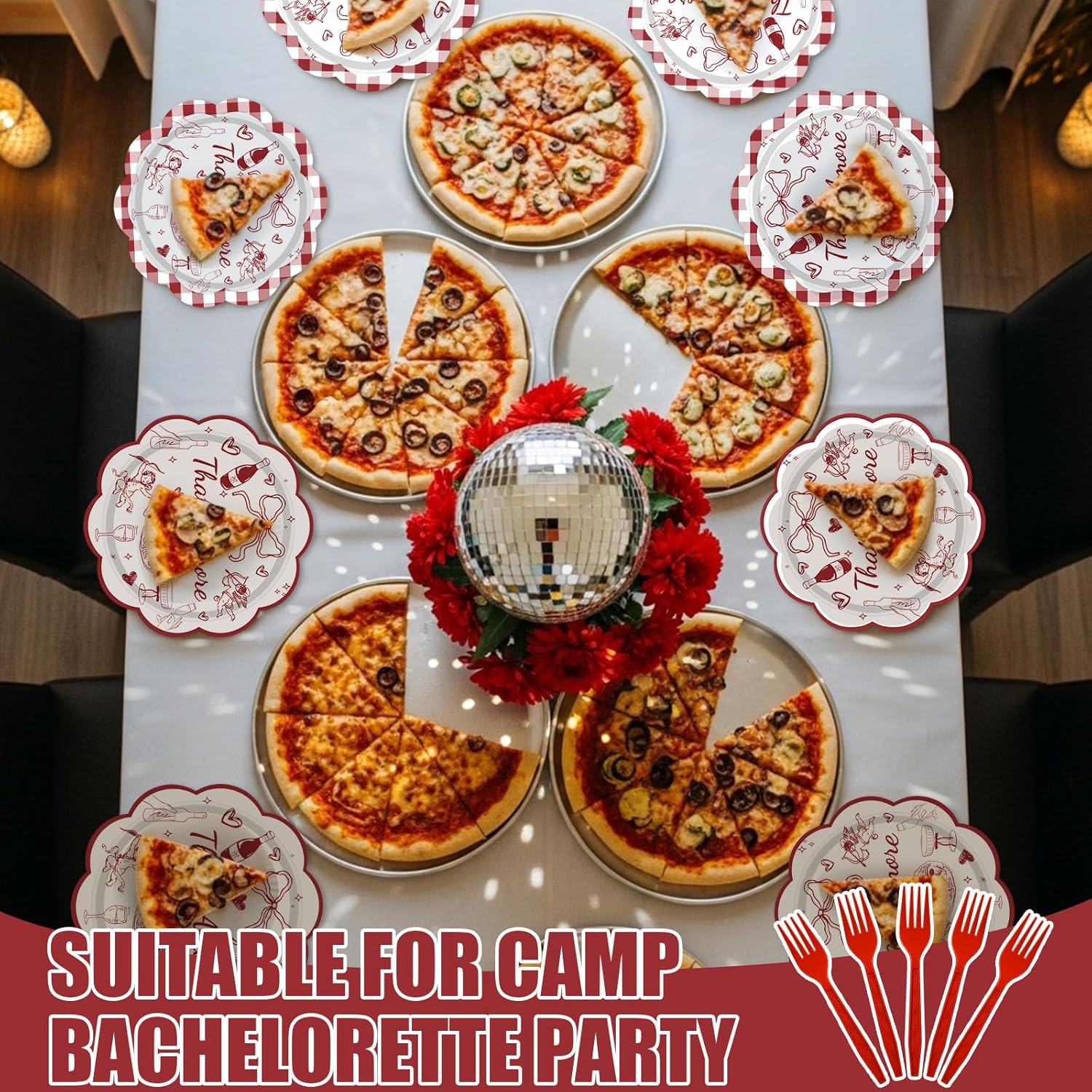 Zubebe 120 Pcs That's Amore Bridal Shower Decorations Serves 24 Italy Paper Plates and Napkins Pizza Wine Disposable Tableware Set Bachelorette Party Supplies Decorations