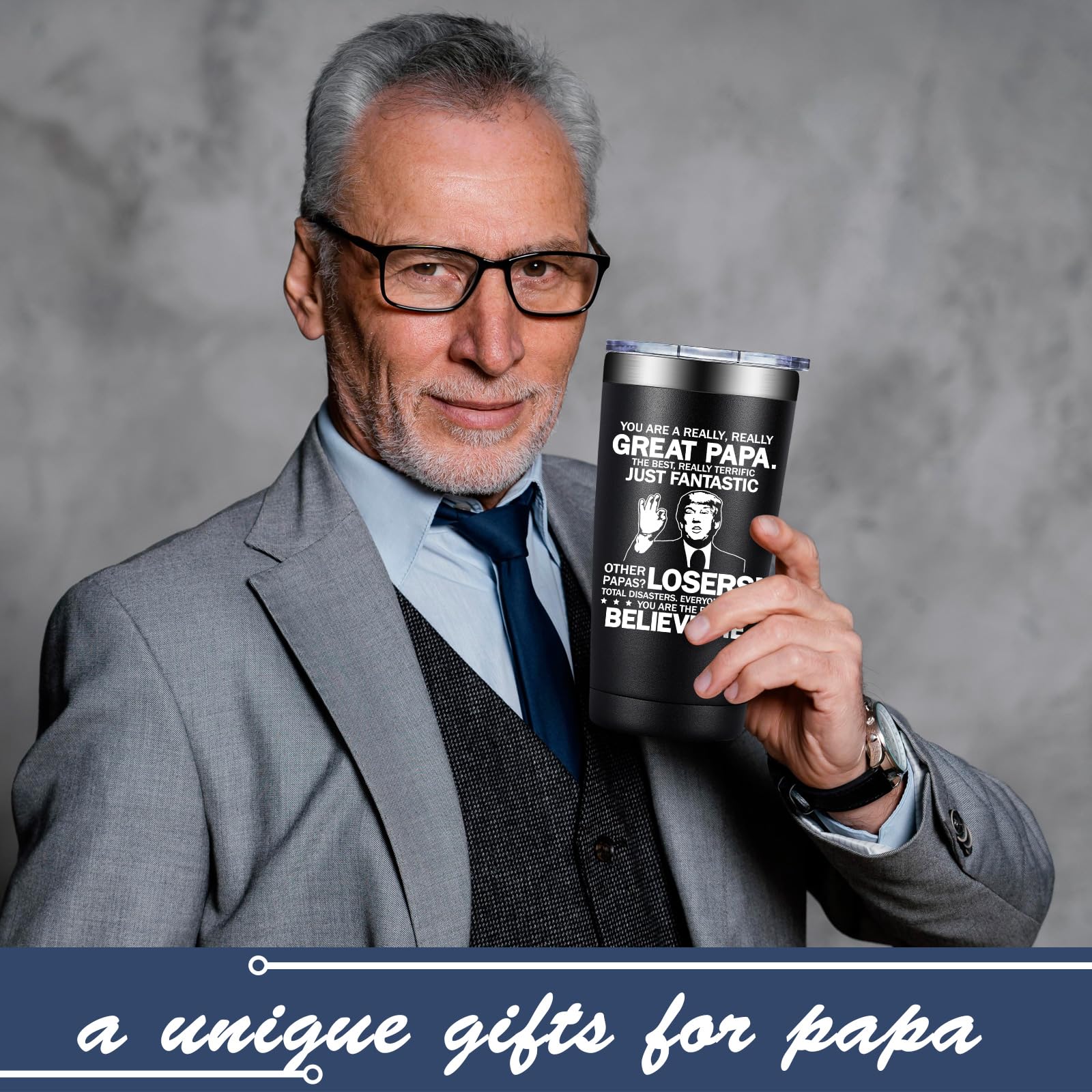 Grifarny Papa Gifts - Fathers Day Gift for Papa's - Papaw Christmas Gifts from Grandkids - You Are a Really Really Great Papa Tumbler Cup 20oz