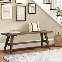 Wnutrees 47" Solid Wood Farmhouse Bench - Rustic Dining Room Entryway Seat, Easy Assembly, Durable Brown