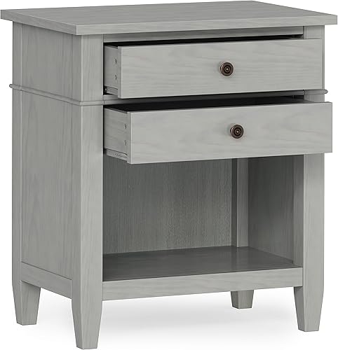 Miniatura 4 de SIMPLIHOME Carlton - Mesita de noche contemporánea de madera maciza de 24 pulgadas de ancho, color gris niebla, para sala de estar y dormitorio