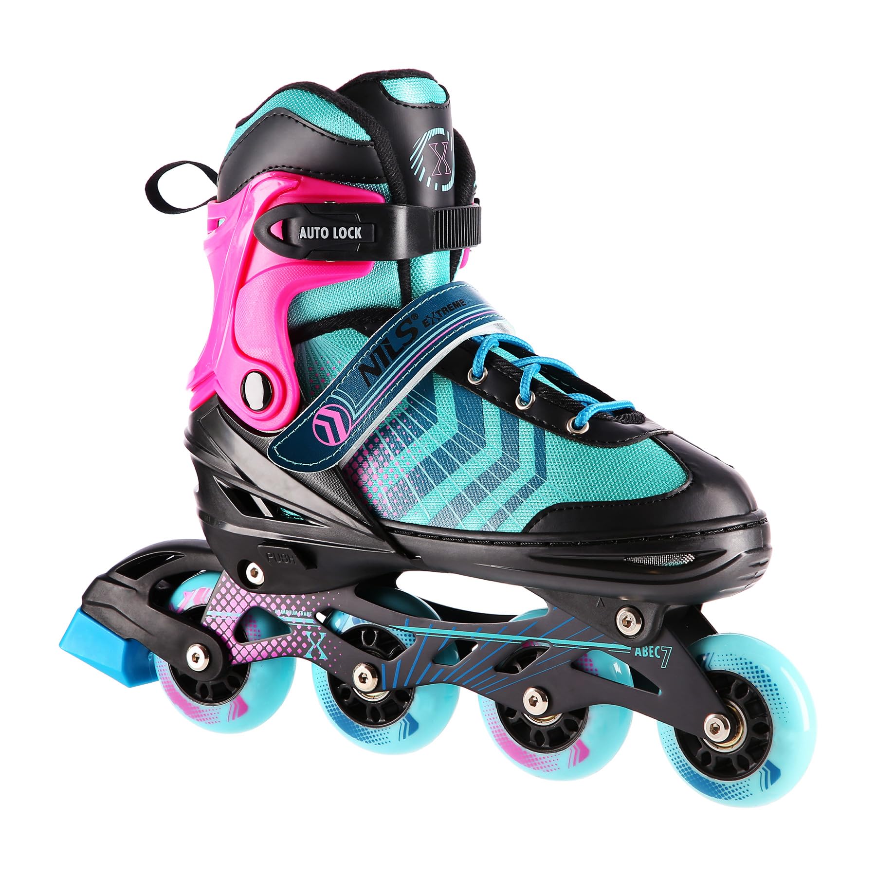 NILS EXTREME NH18192A 4-in-1 Inliner, Schlittschuhe, Rollschuhe & Lern-Inliner Schwarz-Violett Größe S (29–33) | ABEC-7 Lager