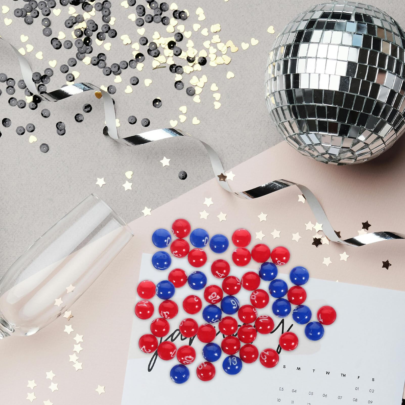 HOLIDYOYO Numbered Party Lottery Balls Set including 35 Red and 12 Blue Plastic Raffle Balls for Bingo Games and Group Draw Activities - Image 2
