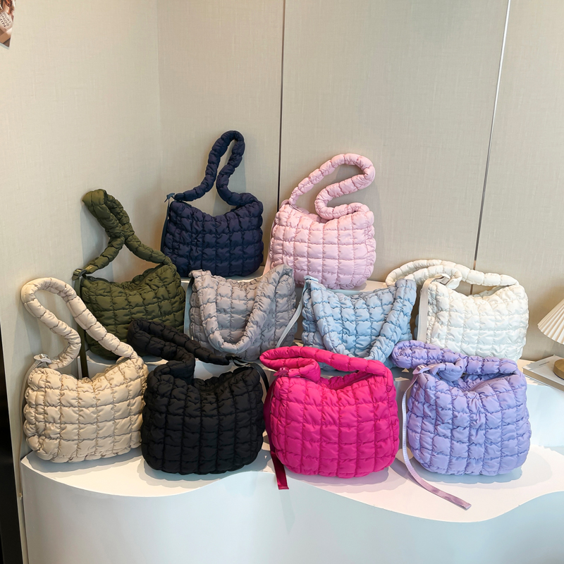 Bolso de hombro acolchado de nylon con correa ajustable miniatura 7