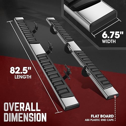 Miniatura 3 de DNA MOTORING STEPB-A-0025 - Estribos laterales anchos de 6.75 pulgadas, de acero inoxidable, compatibles con Ram 1500 Crew Cab 4Dr, cromonegro,