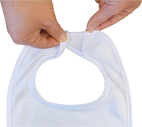 Miniatura 6 de Neat Solutions - Baberos de tela de rizo de punto de 2 capas de color liso, color blanco, paquete de 20 unidades