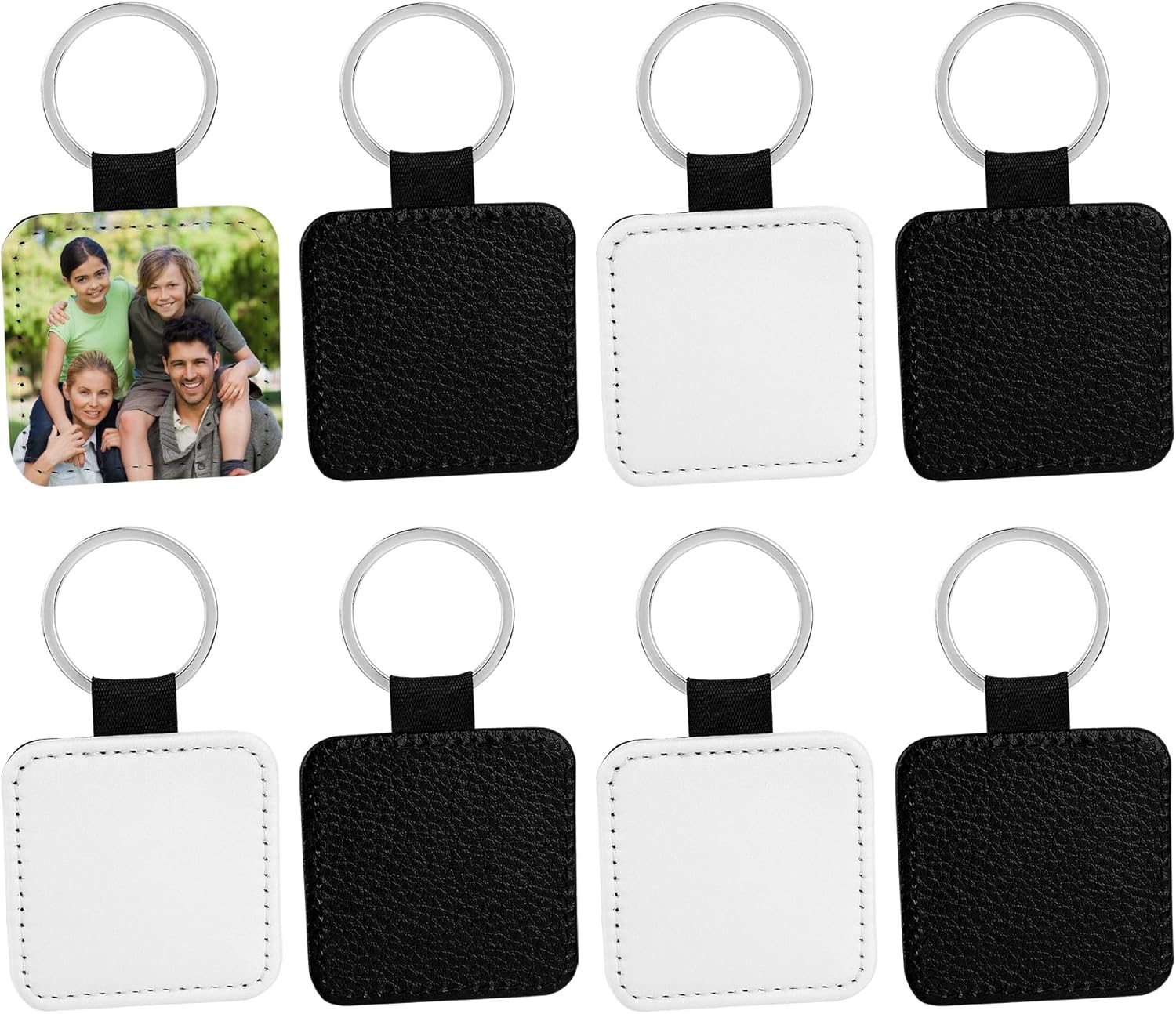 Framendino, Sublimation Blanks Keychain PU Leather Keychains Heat Transfer Key rings Chains for DIY Craft