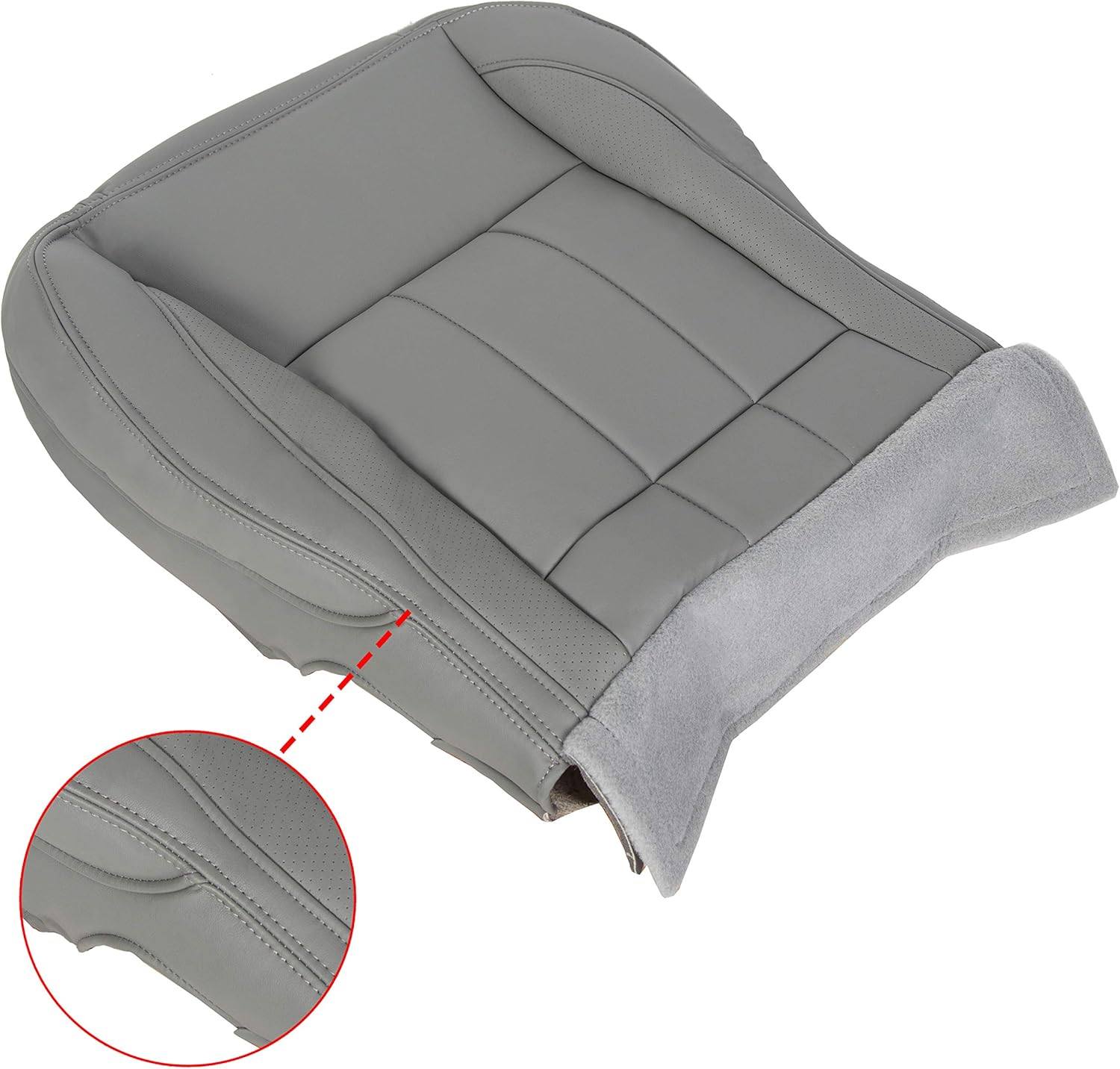 HECASA Bottom Seat Cover Replacement Compatible with 2006-2009 Dodge Ram 1500 2500 3500 Driver Side Laramie Bottom Seat Cloth Cover Synthetic Leather Gray