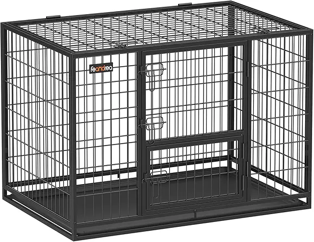 Cage pour Chien Lourd Anti-évasion XL Noir - 107x70x75 cm pour Chiens Moyens/Grands