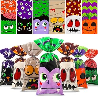 120 Pack Halloween Treat Bags with Silver Twist Ties