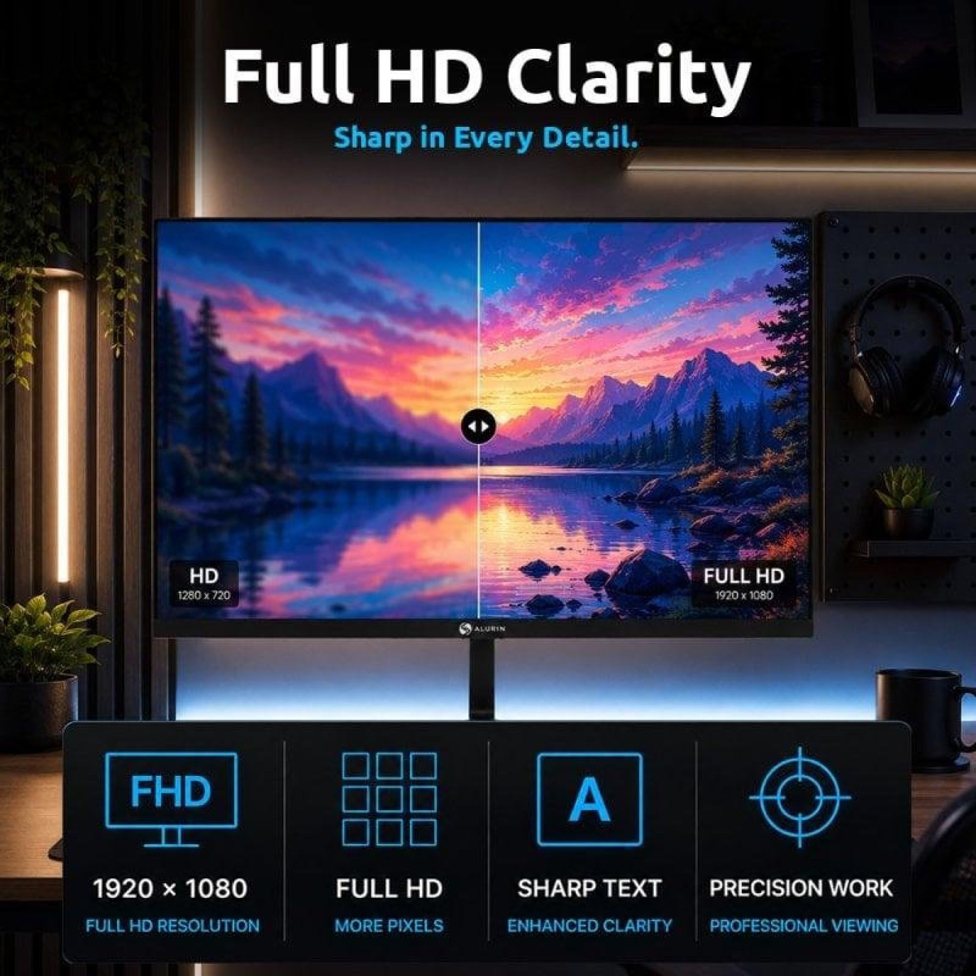 Alurin CoreVision, Moniteur Gaming 27" FHD IPS 144Hz 1ms Adaptive Sync