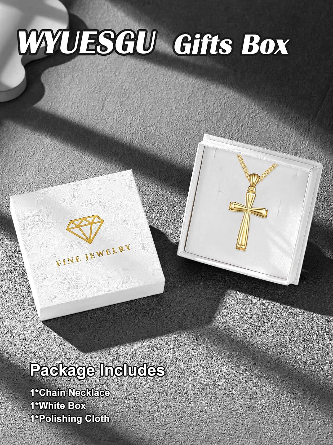 Cross Necklace for Men Faith 14K Gold Jewelry Christian Religious Baptism First Communion Necklace Anniversary Birthday Gifts for Husband, Boyfriend, Father
