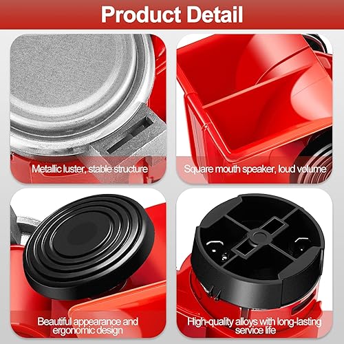 Miniatura 11 de Tallew Paquete de 2 bocinas de aire para camión de 12 V, 150 dB, bocina eléctrica de tren para automóvil con arnés de relé para vehículos, Negro