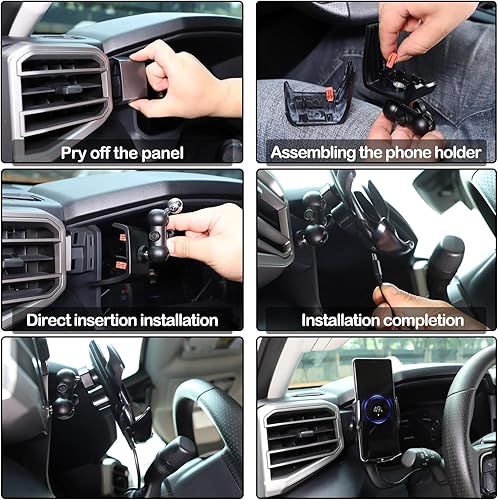 Miniatura 4 de Soporte de teléfono para tablero de automóvil compatible con Toyota TundraSequoia 2022-2023 para consola central de automóvil, clip para panel de