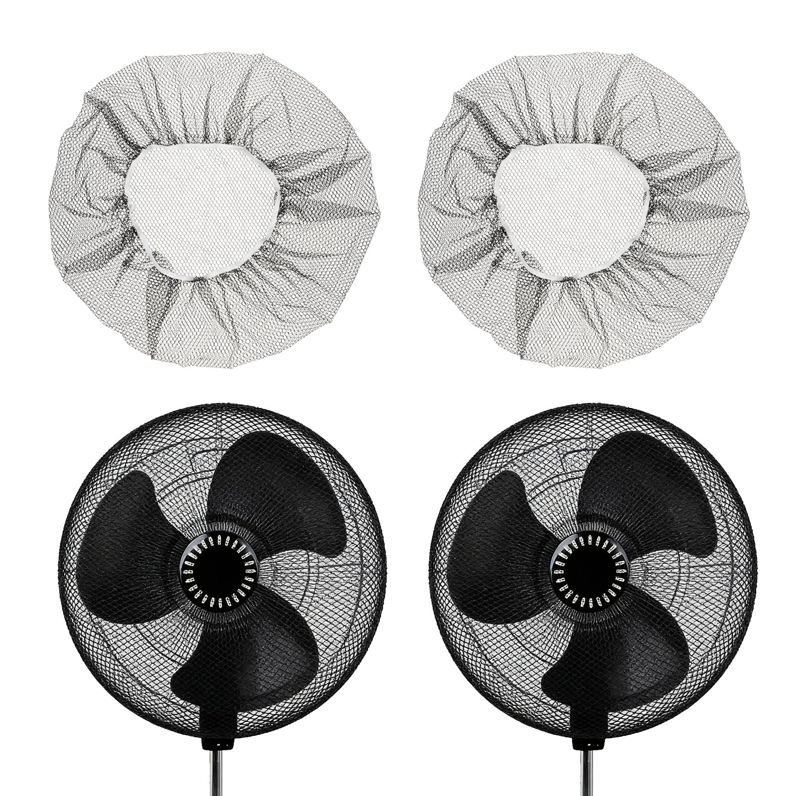 sourcing map 2 Pcs Fan Dust Cover (16"-19'') - Oscillating Fan Mesh Cover Finger Protector Screen Elastic & Dustproof for Home/Office/Outdoor Use, Black