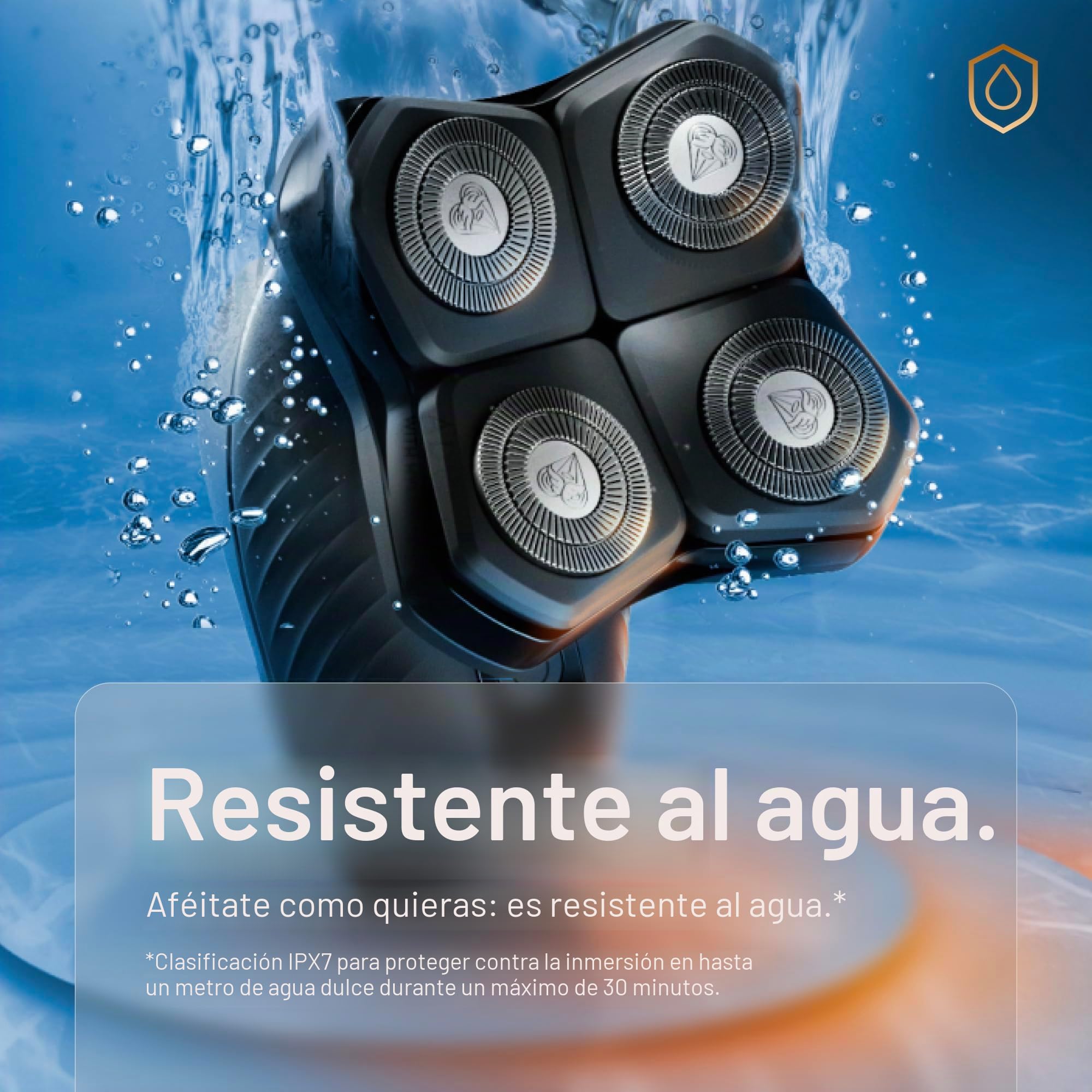 MANSCAPED® The Dome Shaver™ Plus - Afeitadora de cabeza para hombre, cuatro cuchillas giratorias de doble pista con tecnología SkinSafe® y FlexAdjust, impermeable, carga USB-C, almohadilla magnética