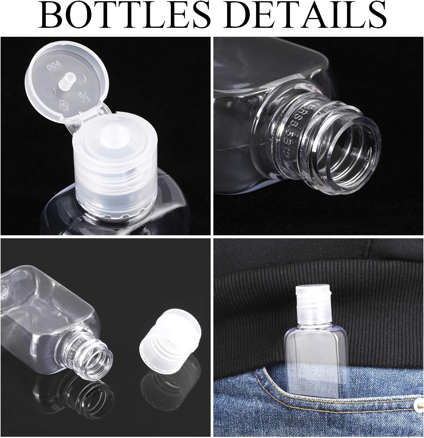 Boao 30 Pcs 1 oz/30 ml Portable Travel Bottle Clear Plastic Empty Bottle Refillable Reusable Containers for Travel Outdoor Camping Business Trip