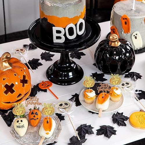 Miniatura 70 de 24 piezas de calabaza Oh Baby Cupcake Toppers Glitter Heart Feet Baby Shower Cupcake Picks para otoño, Acción de Gracias, tema de otoño, baby