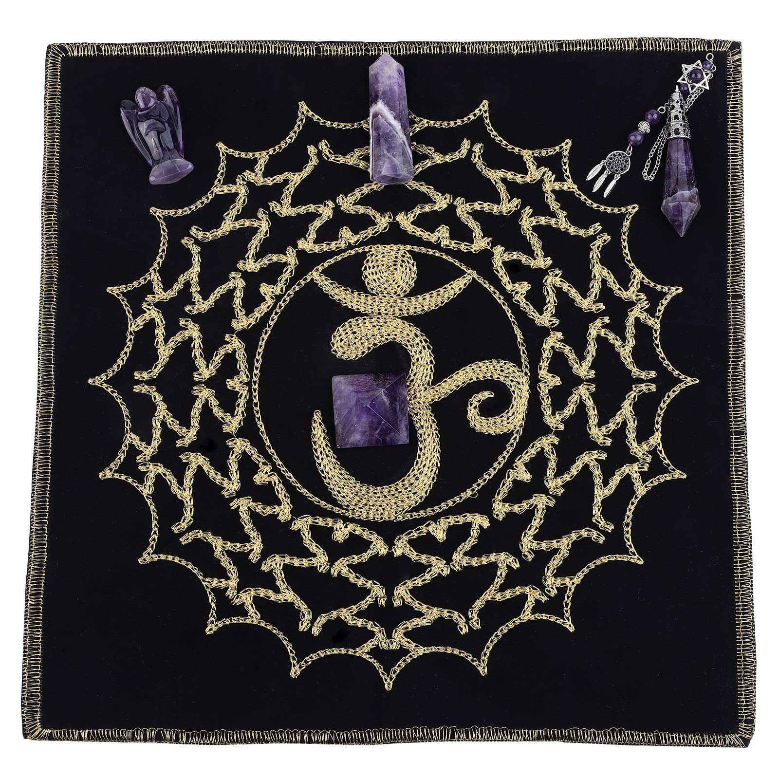 Amogeeli Heilung Kristall Gitter Set für Anfänger, Spirituelles Stein Kit für Chakra Reiki Meditation Wahrsagung Yoga Dekoration