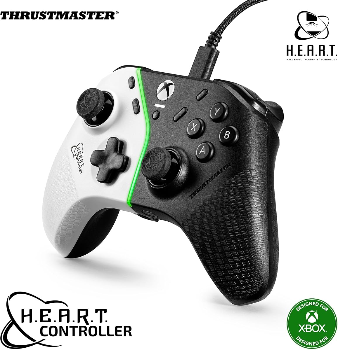 Controlador de juegos con cable Thrustmaster HEART de efecto Hall - XBOX y PC | Sticks con deriva cero, precisión de 0,01 grados, botones mecánicos, 2 botones traseros reasignables, LED RGB, conector de 3,5 mm, antideriva