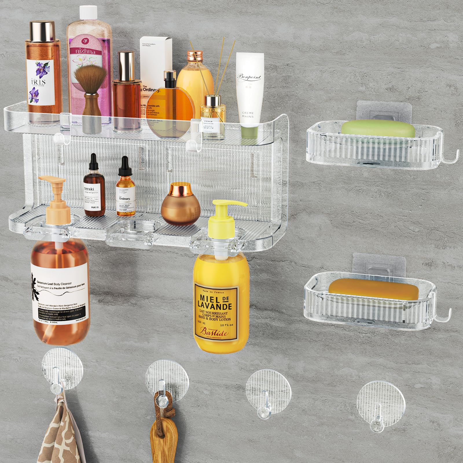 NiHome Clear Shower Caddy Set