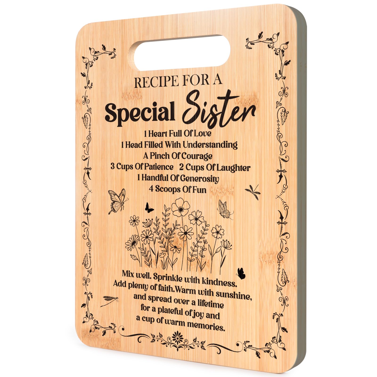 Luvart Sister Gifts, Recipe for A Special Sister Bamboo Chopping Board, Sis Birthday Christmas Gifts from Sis Brother, Kitchen Present for Sisters