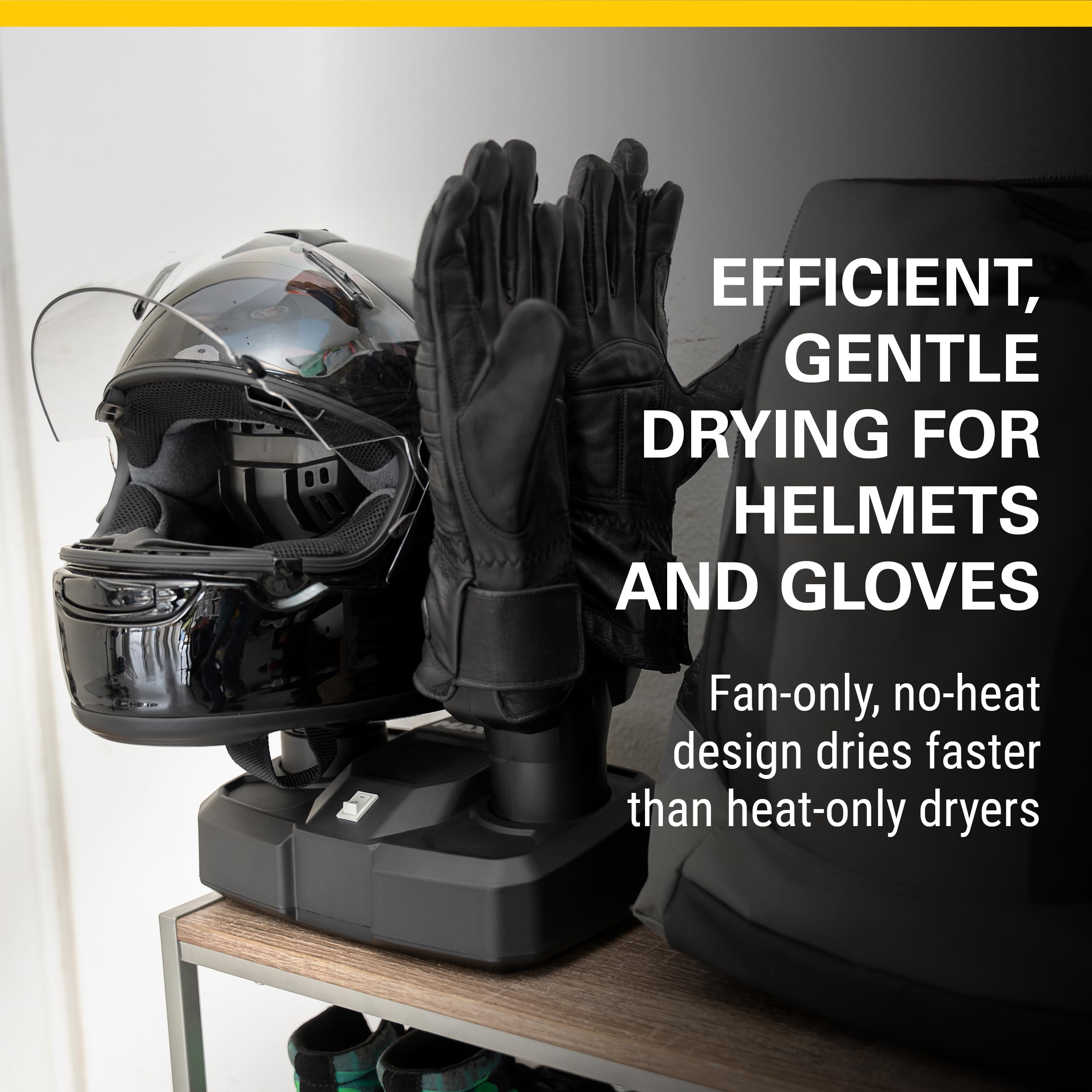 MaxxDry - Secador de casco y guantes, flujo de aire sin calor impulsado por ventilador, seca rápidamente cascos, guantes y equipo de protección, compacto, duradero y silencioso, perfecto para deportes
