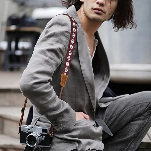 Miniatura 116 de Padwa Lifestyle Correa de cámara a rayas, de 1.5 pulgadas, suave tejido de cuerda de algodón, correa de hombro para fotógrafos y todas las cámaras