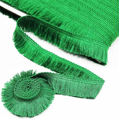 27 Yards 25 mm 0.98 inch,Green Trim FringeTrim Macrame Tassel Lace Trim for Sewing Crafts Clothing, Trim Curtains Sewing Quilting Clothes Accessories Lampshade Curtain Home DIY Decoration(Green)