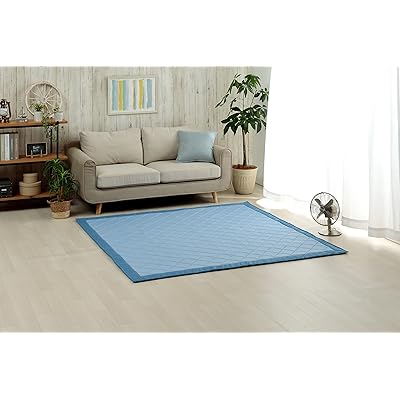 イケヒコ ラグ カーペット 長方形 ランダ ブルー 約180×240cm 接触冷感 ひんやり 手洗い 無地 キルト加工 滑り止め シンプル ＃129423004 …