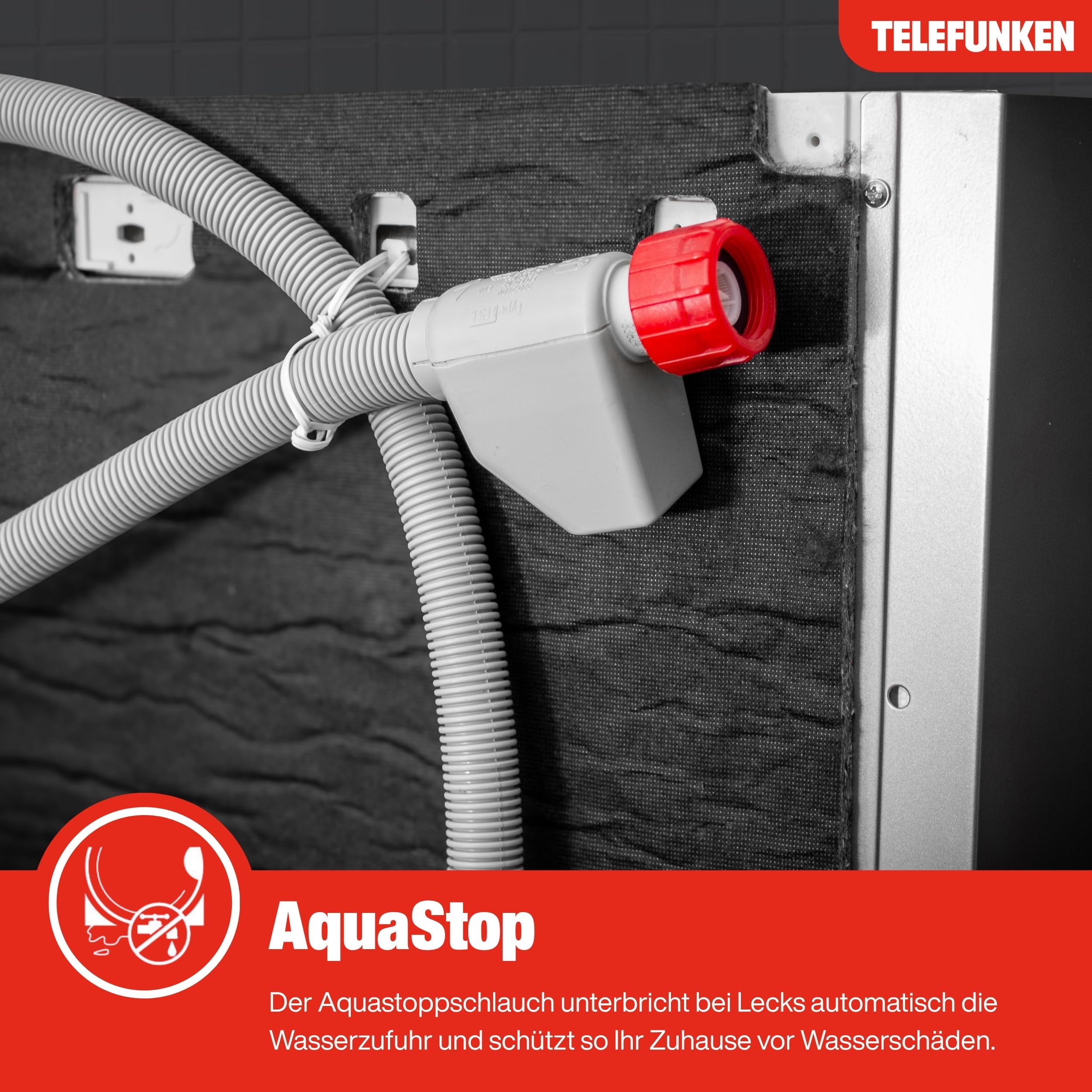Telefunken Geschirrspüler 60 cm | Spülmaschine freistehend | 14 Maßgedecke | 9 Programme | AquaStop | EEK A | 44 dB | Startzeitvorwahl | Auto-Door | Unterbaufähig | Besteckkorb | Silber | GFS6014AI