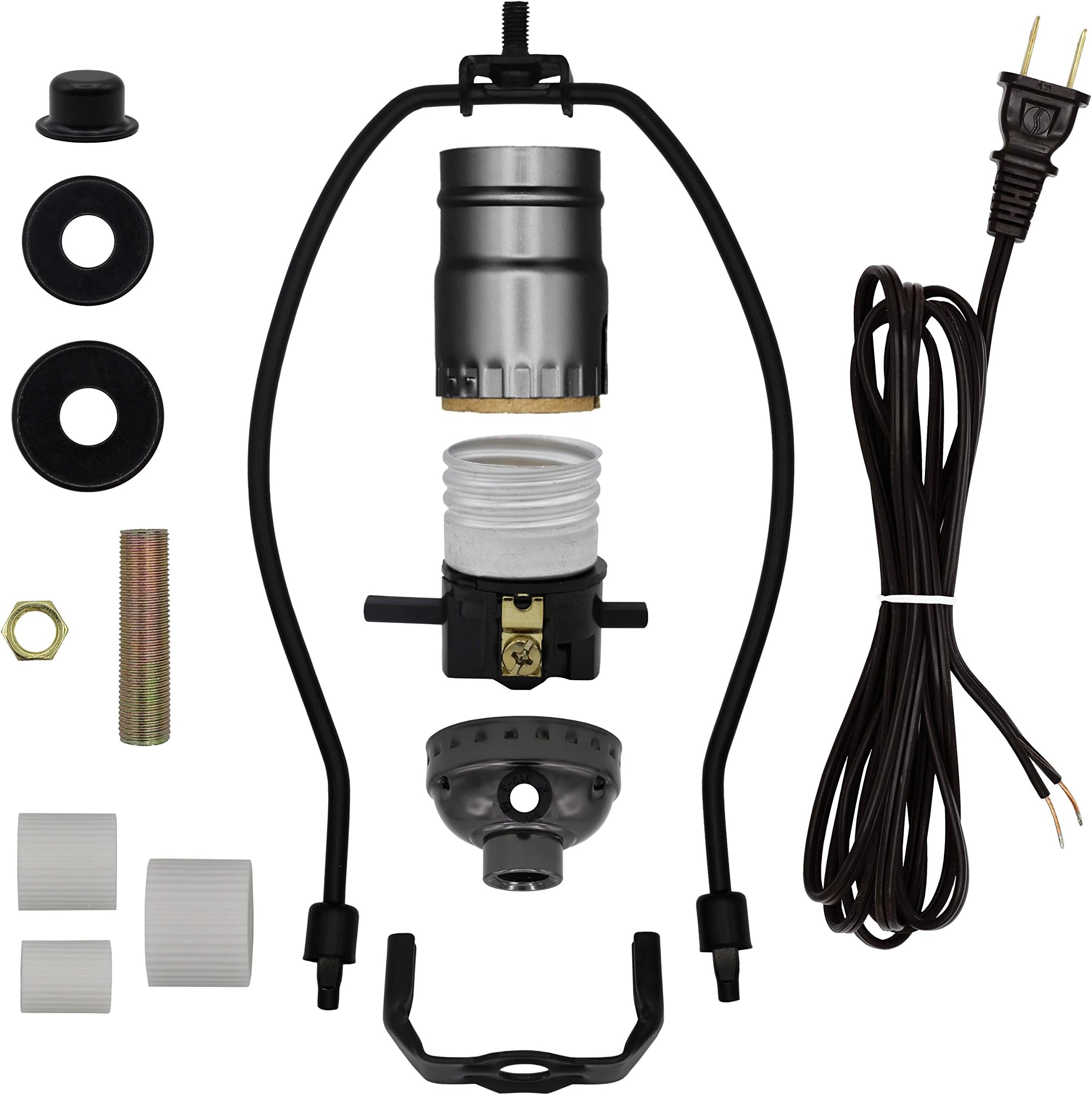 Creative Hobbies Lamp Kit for Liquor Bottles, Wine Bottles - Includes All Adapters, Socket, Cord and Harp (Black)