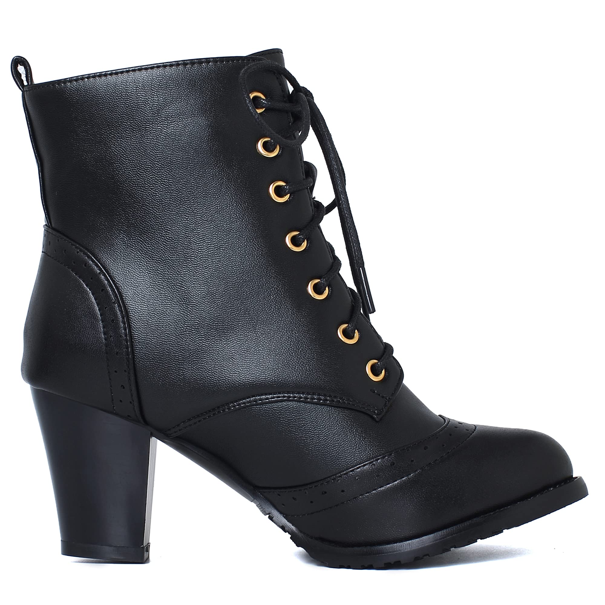 Damen Stiefeletten Blockabsatz 7,5cm Schnürung Gefüttert