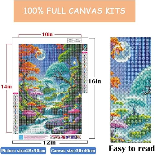 Miniatura 6 de WUSARPLY Kits de pintura de diamantes de luz de luna para adultos, kit de arte de diamantes de paisaje de luna, pintura de puntos de diamante con