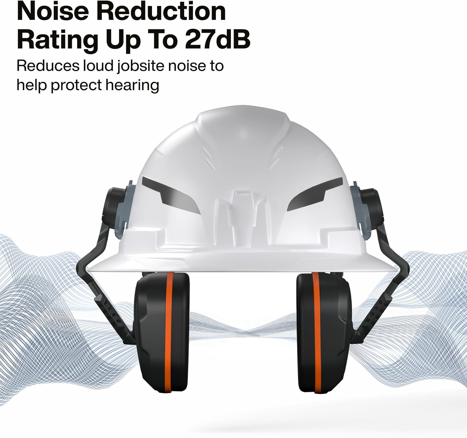 KLEIN TOOLS 22029 Non-Conductive Hard Hat Earmuffs, Up to 27dB NRR, Hearing Protection Earmuffs Compatible with Full Brim, Cap Style, and Safety Helmets, Soft Foam Cushion, Hard Hat Accessories