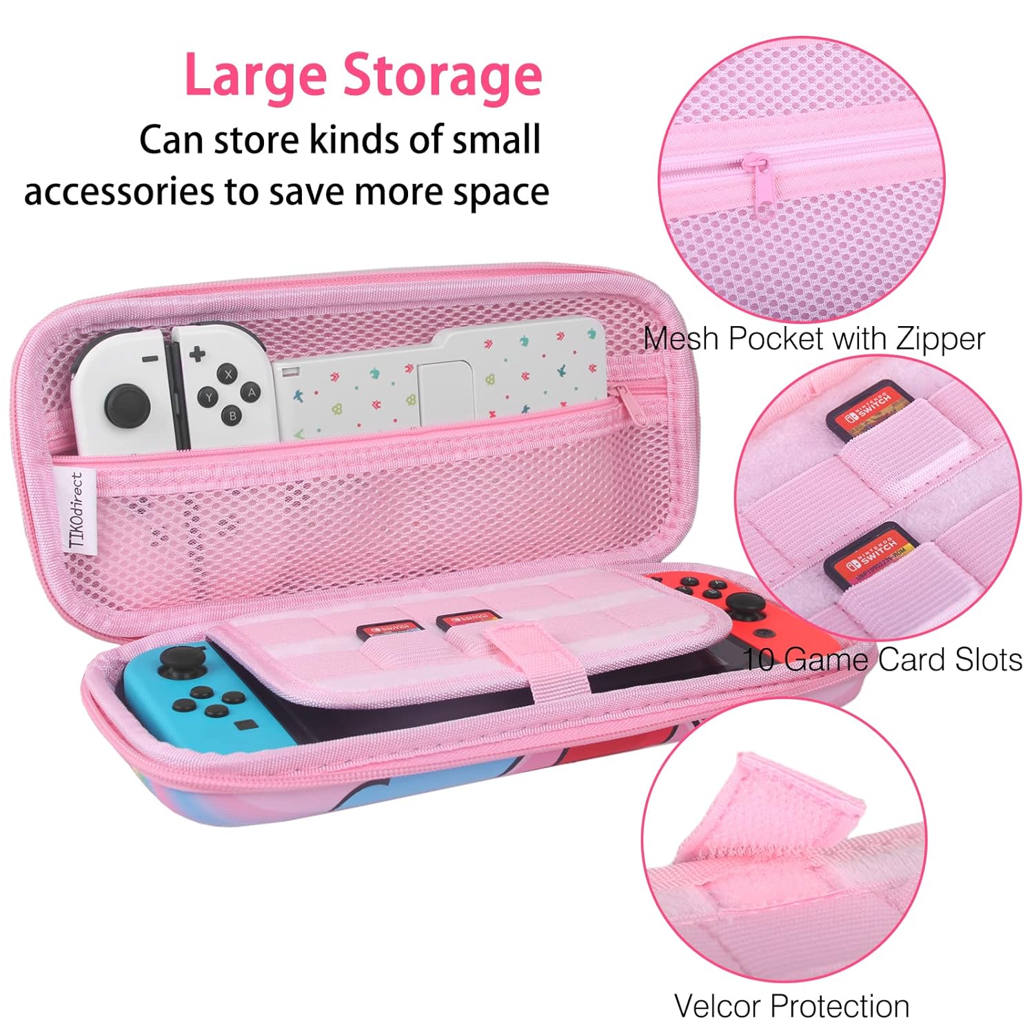 TIKOdirect Pink Kirby Carrying Case for Nintendo Switch, Hard EVA Shell, Pink Interior, Shoulder Strap - Image 2
