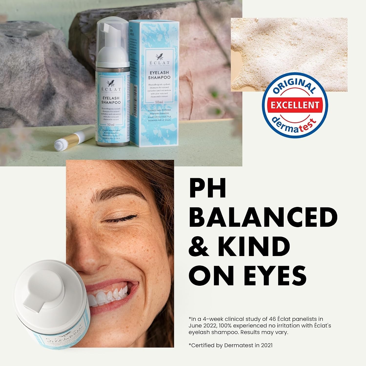 𝗪𝗜𝗡𝗡𝗘𝗥 𝟮𝟬𝟮𝟯* Lash Shampoo Kit, Lash Shampoo for Lash Extensions with Aloe Vera & Chamomile Extract, Gentle Lash Cleanser for Extensions - Foaming Eyelash Extension Cleanser, Vegan Lash Wash