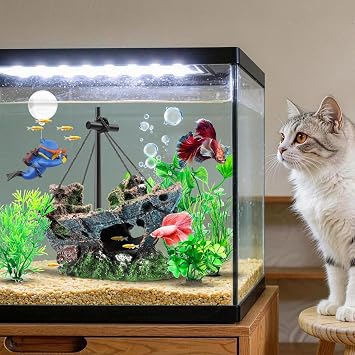 CousDUoBe 6 Pack Little Diver Floating Fish Tank Decoration,Mini Floating Submarine Aquarium Plants Sunken Ship Decoration Safe Resin Fish Tank Decor for Betta, Shrimp (5.3 x 2.5 x 4.5 inches)