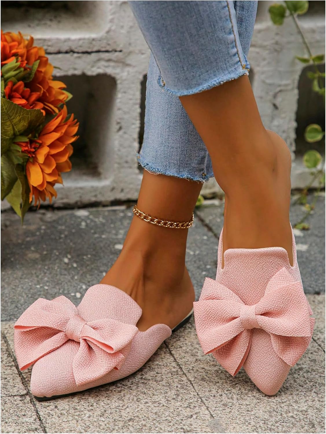 Verdusa Mules for Women Dressy Pointed Toe Loafers Casual Flats Work Shoes