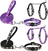 Guiqulai 2 Pack Escape-Proof Glow-in-the-Dark Cat Harness Leash & Collar Set - Adjustable for Small Medium Cats