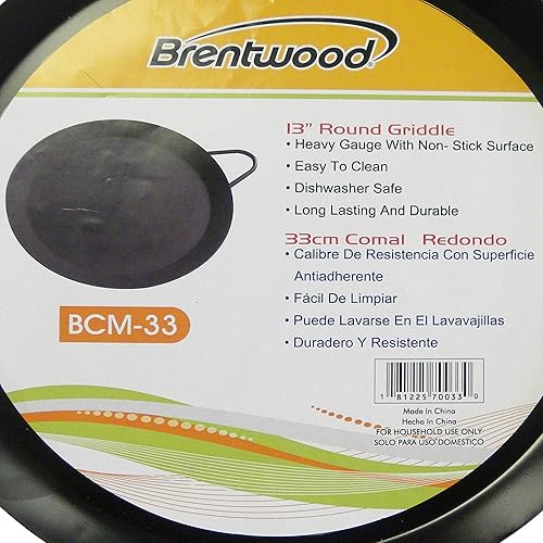 Miniatura 6 de Brentwood Appliances SS-BW-BCM-33 BCM-33 - Plancha redonda (13.0 in), color negro