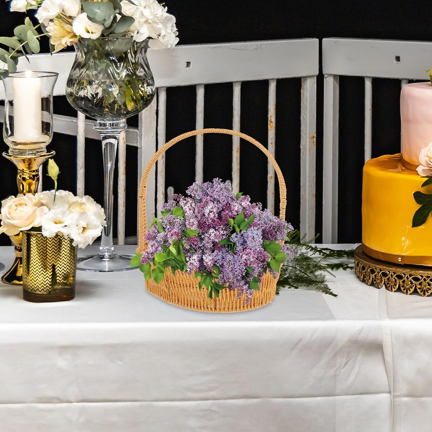 Heart-shaped Woven Flower Basket Set of 3, Handheld Decorative Artificial Rattan Baskets for Floral Arrangements, Candy Storage, Home Organization and Event Use