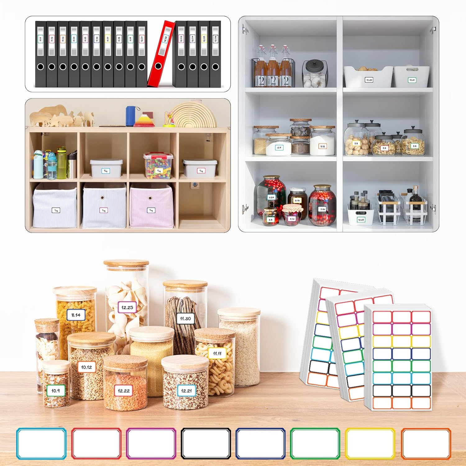 Identification Labels, 1.5'' x 0.9'' Small Size Name Stickers with Assorted Color Borders, DIY Custom Tags for School, Home & Office Organization, 1200 Count - Image 7